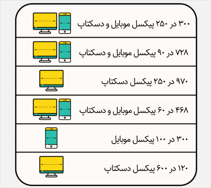 اندازه بنر تبلیغاتی