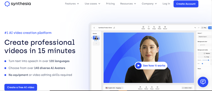 Synthesia ابزار هوش مصنوعی در بازاریابی ویدیویی