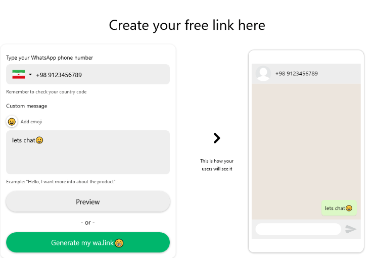 گذاشتن custom message برای لینک واتساپ