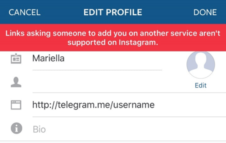 مشکل باز نشدن لینک تلگرام در اینستاگرام