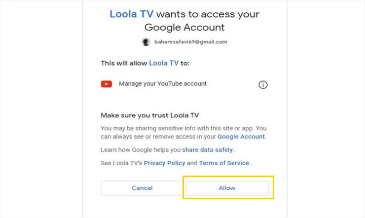 دادن دسترسی به سایت loola