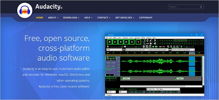 Audacity یکی از ابزارهای تولید محتوا صوتی