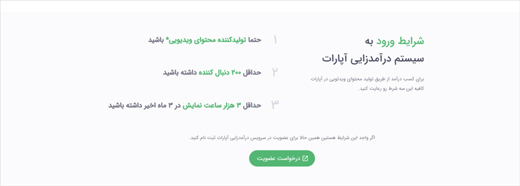 شرایط کسب درآمد از آپارات