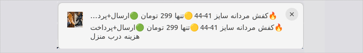 نمونه تبلیغات کفش به‌صورت پوش نوتیفیکیشن
