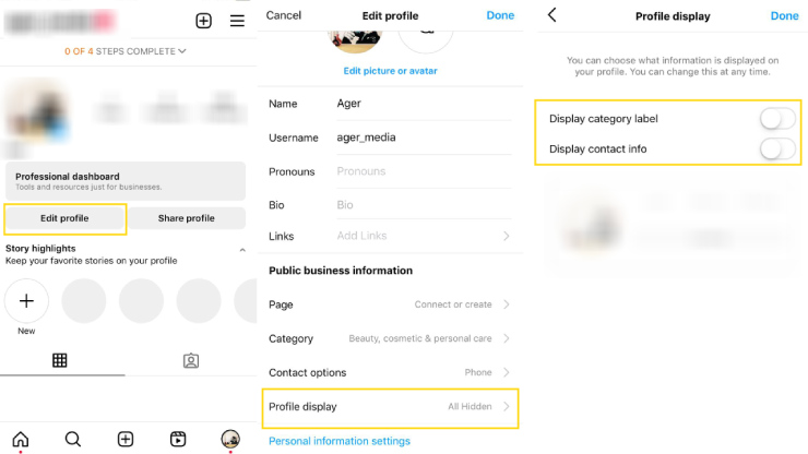 نحوهٔ فعال‌کردن نمایش کتگوری و اطلاعات تماس در اکانت بیزینس اینستاگرام
