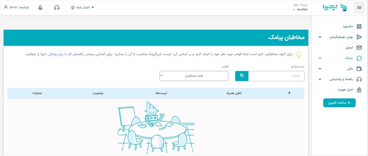 ساخن کمپین پیامکی در پنل نجوا