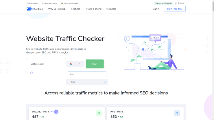 بررسی آمار بازدید سایت با seranking